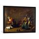 Gerahmtes Bild von David Teniers "Hexenspuk. Holz, 30 x 45 cm", Kunstdruck im hochwertigen handgefertigten Bilder-Rahmen, 100x70 cm, Schwarz matt