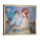 Gerahmtes Bild von Berthe MorisotAm Klavier, Kunstdruck im hochwertigen handgefertigten Bilder-Rahmen, 70x50 cm, Silber Raya