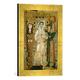 Gerahmtes Bild von Ägyptisch Jüngling im Totengewand. Links seine Mumie als Osiris, rechts Gott Anubis, Kunstdruck im hochwertigen handgefertigten Bilder-Rahmen, 30x40 cm, Gold Raya