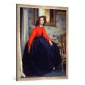 Gerahmtes Bild von James Jacques Joseph Tissot "Junge Frau in roter Weste", Kunstdruck im hochwertigen handgefertigten Bilder-Rahmen, 70x100 cm, Silber Raya