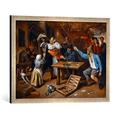 Gerahmtes Bild von Jan SteenDer Streit beim Kartenspiel, Kunstdruck im hochwertigen handgefertigten Bilder-Rahmen, 70x50 cm, Silber Raya