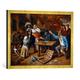 Gerahmtes Bild von Jan SteenDer Streit beim Kartenspiel, Kunstdruck im hochwertigen handgefertigten Bilder-Rahmen, 70x50 cm, Gold Raya