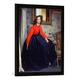 Gerahmtes Bild von James Jacques Joseph Tissot Junge Frau in roter Weste, Kunstdruck im hochwertigen handgefertigten Bilder-Rahmen, 50x70 cm, Schwarz matt