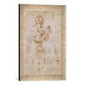 Gerahmtes Bild von Raffael Figurenstudie eines betenden jungen Mannes. Zeichnung, Kunstdruck im hochwertigen handgefertigten Bilder-Rahmen, 30x40 cm, Silber Raya