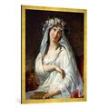 Gerahmtes Bild von Jacques Louis David "Bekränzte Vestalin", Kunstdruck im hochwertigen handgefertigten Bilder-Rahmen, 70x100 cm, Gold Raya