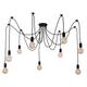 Filament Style 023 Spider Lamp puristische Deckenleuchte für 9 Globes E27 mit hochwertigem Textilkabel, schwarz