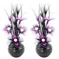 Flourish 797614 813 Kunstblumenstrauß in Vase, 1 Paar, Glas, violett/schwarz, 10x10x32 cm