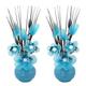 Flourish 797614 813 Kunstblumenstrauß in Vase, 1 Paar, Glas, Pair of Teal/Blue, 10x10x32 cm