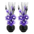 Flourish 797614 813 Kunstblumenstrauß in Vase, 1 Paar, Glas, Pair of Black/Purple, 10x10x32 cm