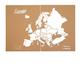 Miss Wood Woody Map XXL Karte von Europa aus Kork, weiß (Schriftzug in englischer Sprache)