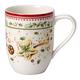 Villeroy & Boch Winter Bakery Delight Kaffeebecher "Sternschnuppe", 370 ml, Premium Porzellan, Weiß/Rot/Beige