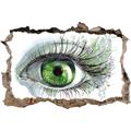 Pixxprint 3D_WD_1920_92x62 grüne Augen Kunst Wanddurchbruch 3D Wandtattoo, Vinyl, Bunt, 92 x 62 x 0,02 cm