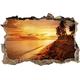 Pixxprint 3D_WD_1748_62x42 Strandpromenade im Sonnenuntergang Wanddurchbruch 3D Wandtattoo, Vinyl, bunt, 62 x 42 x 0,02 cm