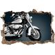 Pixxprint 3D_WD_S1990_62x42 prächtiges Motorrad in schwarz Wanddurchbruch 3D Wandtattoo, Vinyl, bunt, 62 x 42 x 0,02 cm