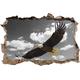 Pixxprint 3D_WD_5108_62x42 prächtiger Weißkopfseeadler beim fliegen Wanddurchbruch 3D Wandtattoo, Vinyl, schwarz / weiß, 62 x 42 x 0,02 cm