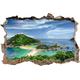 Pixxprint 3D_WD_S2520_92x62 traumhafte Insel im Pazifik Wanddurchbruch 3D Wandtattoo, Vinyl, bunt, 92 x 62 x 0,02 cm