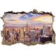 Pixxprint 3D_WD_S2480_62x42 New Yorker Skyline am Tag Wanddurchbruch 3D Wandtattoo, Vinyl, bunt, 62 x 42 x 0,02 cm