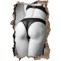 Pixxprint 3D_WD_2048_62x42 Sexy Frauen Po Wanddurchbruch 3D Wandtattoo, Vinyl, bunt, 62 x 42 x 0,02 cm
