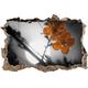 Pixxprint 3D_WD_4973_62x42 Kirschblüten am Baum vor der Sonne Wanddurchbruch 3D Wandtattoo, Vinyl, schwarz / weiß, 62 x 42 x 0,02 cm