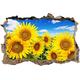 Pixxprint 3D_WD_S2067_62x42 riesige Sonnenblumen unter hellblauem Himmel Wanddurchbruch 3D Wandtattoo, Vinyl, bunt, 62 x 42 x 0,02 cm