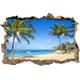 Pixxprint 3D_WD_S2502_92x62 Traumhafter Strand mit klarem Himmel Wanddurchbruch 3D Wandtattoo, Vinyl, Bunt, 92 x 62 x 0,02 cm