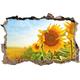 Pixxprint 3D_WD_1405_92x62 Sonnenblumen im Sonnenschein Wanddurchbruch 3D Wandtattoo, Vinyl, Bunt, 92 x 62 x 0,02 cm