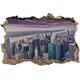 Pixxprint 3D_WD_2763_92x62 Helikoptersicht New York Wanddurchbruch 3D Wandtattoo, Vinyl, Bunt, 92 x 62 x 0,02 cm