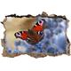 Pixxprint 3D_WD_S2685_62x42 prächtiger Schmetterling Pfauenauge Wanddurchbruch 3D Wandtattoo, Vinyl, bunt, 62 x 42 x 0,02 cm