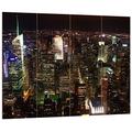 Pixxprint Big City bei Nacht, MDF-Holzbild im Bretterlook Format: 80x60cm, Wanddekoration