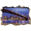 Pixxprint 3D_WD_2713_62x42 New York Brooklyn Bridge bei Nacht Wanddurchbruch 3D Wandtattoo, Vinyl, bunt, 62 x 42 x 0,02 cm