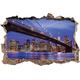 Pixxprint 3D_WD_2713_62x42 New York Brooklyn Bridge bei Nacht Wanddurchbruch 3D Wandtattoo, Vinyl, bunt, 62 x 42 x 0,02 cm