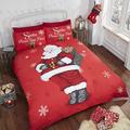 Vater Weihnachten Kids Xmas Schneeflocke Quilt Bettbezug und 2 Kissenbezüge Bettwäsche-Set, Rot, King