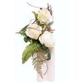 Flair Flower Gesteck Rosen in Vase, Stoff, weiß, 42 x 19 x 13 cm