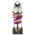 Flair Flower Teelichthalter Orchidee/Schmetterling, Glas, rosa dunkel, 32 x 10 x 6 cm