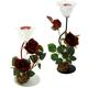 Flair Flower Teelichthalter Rose, 2er Set, Metall, rot, 27,5 x 9 x 9 cm