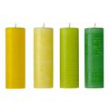 AMABIENTE - Designcandles 8400-2 Cocoon_4 Zylinderkerzen Blossom Out Decocandle Mix Kerze, Pflanzenwachs, gelb/vanille/Pistazie/grün, 4.5 x 4.5 x 14.5 cm