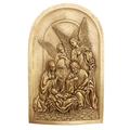 Design Toscano Wandrelief Heilige Familie Weihnachtskrippe Skulpturen-Wandskulpturen, Harz, Gold, 4 x 18 x 28 cm