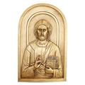 Design Toscano Wandrelief Jesus Christus Ostkirchliche Ikonografie Skulpturen-Wandskulpturen, Harz, Gold, 2.5 x 18 x 28 cm