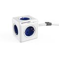 allocacoc PowerCube Extended Blau EU, 5x Steckdose und Verteiler, 230V Schuko, Weiß Blau