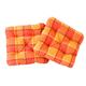 Ambientehome 2er Set Sitzkissen Sessel Evje, kariert orange, ca 50 x 50 x 8 cm, Polsterauflage