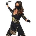 Leg Avenue 85629 3 teilig Set Stealth Ninja, Damen Karneval Kostüm Fasching, S, schwarz/Gold