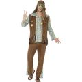 60s Hippie Costume, with Trousers, Top, Waistcoat (M)