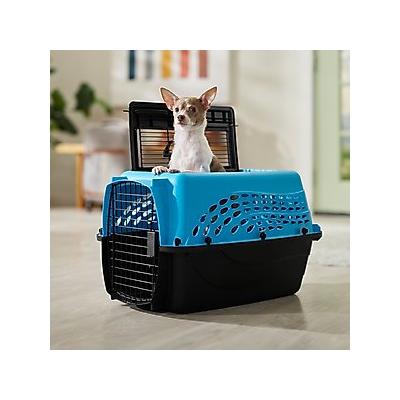 Frisco Two Door Top Load Plastic Dog & Cat Kennel, Blue, 24-in