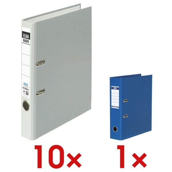 Elba 10x Ordner »rado brillant« 1000226 inkl. 1x Ordner »Strong-Line« grau, 28.5x31.8x28.5 cm Image