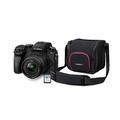 Panasonic Lumix G70KA Starterkit 16 MP, 4K Video, 7,5 cm (3 Zoll) Touchscreen, WiFi, NFC (inkl. 16 GB SD Karte und Tasche)