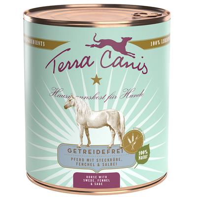 Sparpaket: 12x800g Terra Canis Getreidefrei mit Pferd Hundefutter nass