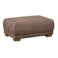 Cavadore Sofa-Hocker "Modeo" / Sitzhocker für Sofa mit moderner Kontrastnaht / Hochwertiger Mikrofaser-Bezug in Wildlederoptik / Holzfüße / Maße: 100x40x66 cm (BxHxT) / Farbe: Nuss (hellbraun)
