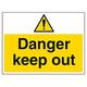 vsafety 67014bf-r "Danger Keep Out" Achtung Building Zeichen, starrer Kunststoff, Landschaft, 400 mm x 300 mm, schwarz/gelb