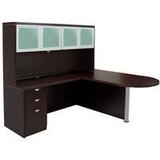 Mocha Peninsula L-Shaped Desk w/Hutch