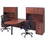 Cherry Laminate 2-Person Peninsula Workstation w/Hutches